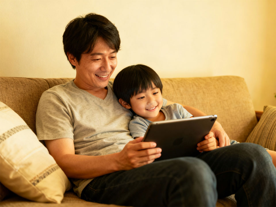 タブレット学習の親子